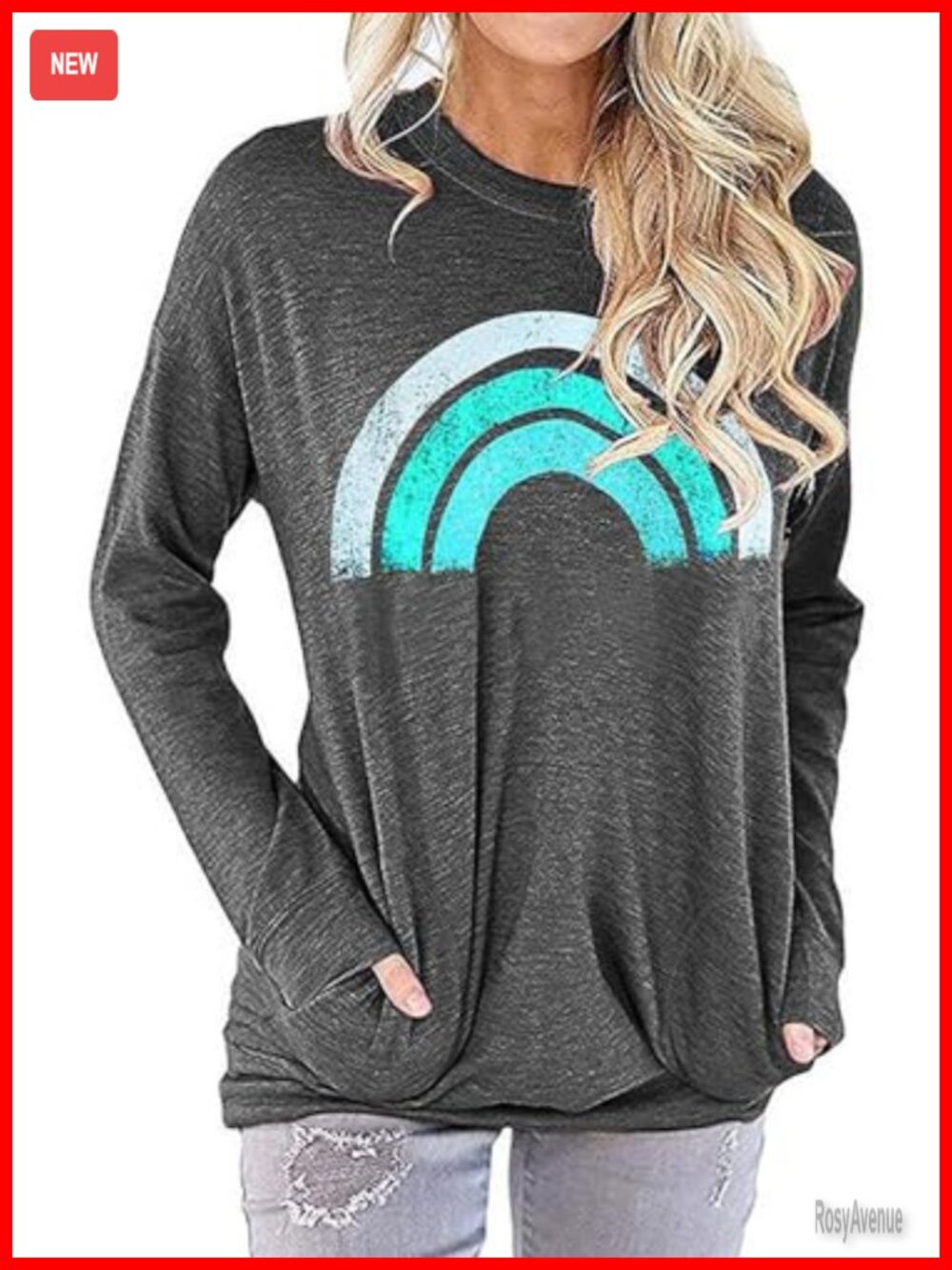 Womens Long Sleeve Tunic Top Crew Neck Pullover Sweatshirt